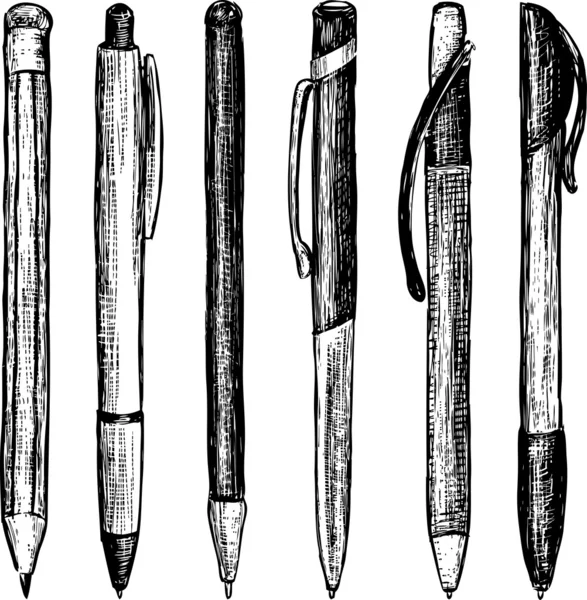 Juego de lápices y bolígrafos — Archivo Imágenes Vectoriales