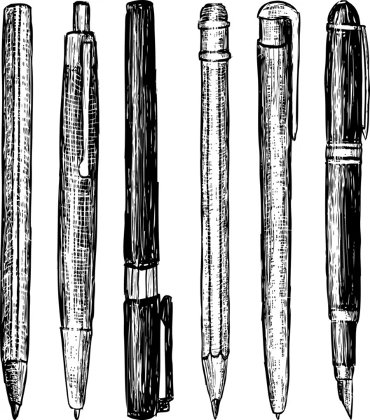 Juego de lápices y bolígrafos — Archivo Imágenes Vectoriales