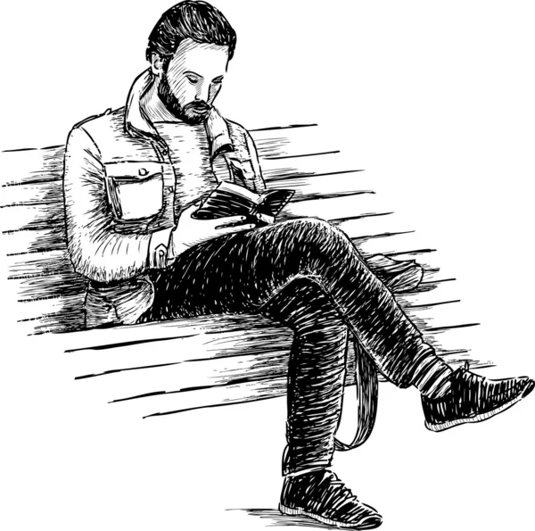 Homem lendo um livro — Vetor de Stock