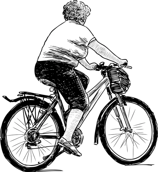 Vrouw op de fiets — Stockvector