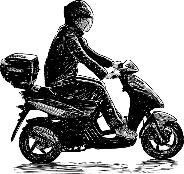 Uomo su uno scooter — Vettoriale Stock