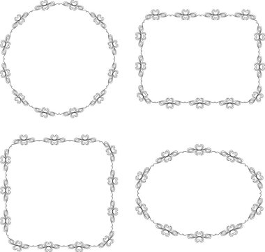 Set of outlines decorative borders from vintage design elements