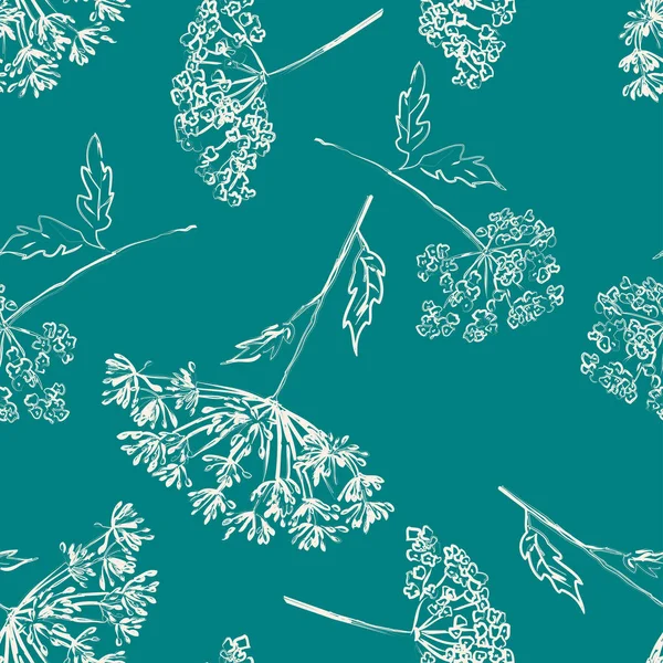 Seamless Background Contour Drawings Abstract Umbrella Plants — Vector de stock