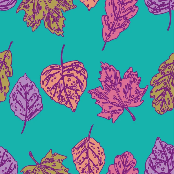Seamless Pattern Abstract Autumn Leaves Various Deciduous Trees — Vector de stock