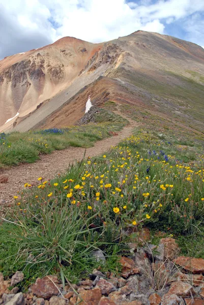 Trail mot redcloud och solsken toppar i san juan bergen, colorado rockies — Stockfoto