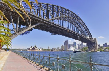 Sydney harbour bridge ve şehir manzarası, sydney, Avustralya