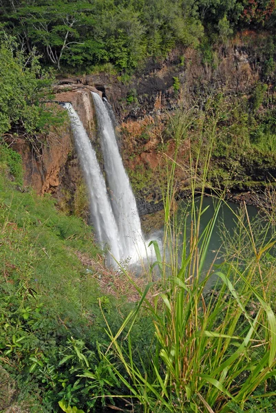 Zdalne wodospad w tropikalnych, Hawaje — Zdjęcie stockowe