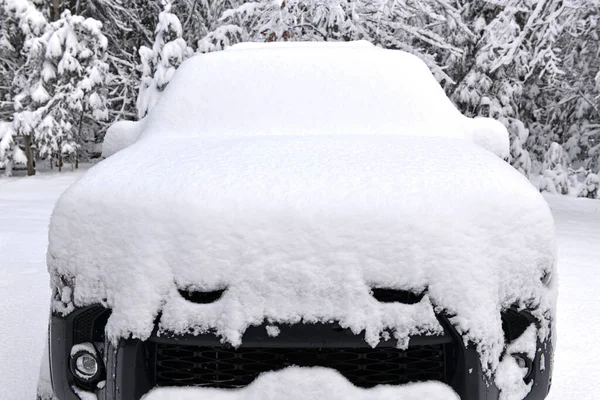 Snow Covered Car Snowstorm — Zdjęcie stockowe