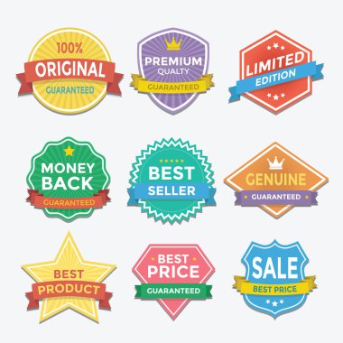 düz renk rozetleri ve Etiketler promosyon tasarlamak vektör