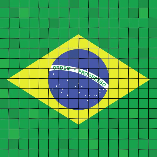브라질 벡터의 모자이크 국기 — 스톡 벡터