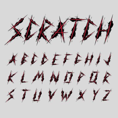 Scratch font typeface vector clipart