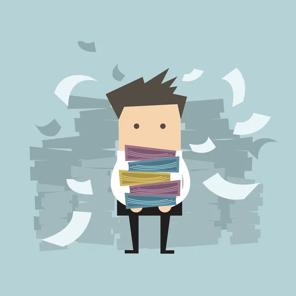 zakenman die mappen en papier vallen, vector