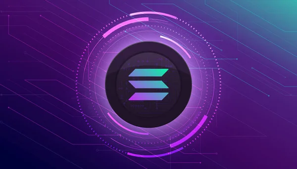 Solana madeni para pankartı. SOL para kripto para kavramı pankart arkaplanı.