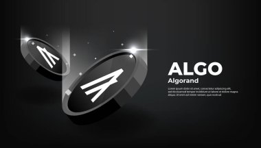 Algorand (ALGO) madeni para pankartı. ALGO para kripto para kavramı pankart arkaplanı.