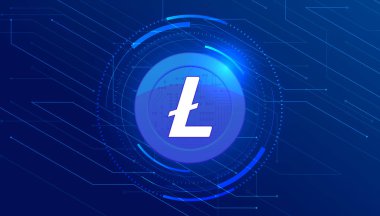 Litecoin LTC pankartı. LTC madeni para kripto para konsept afiş arkaplanı.