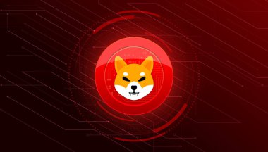 Shiba inu para bayrağı. SHIB para kripto para kavramı pankart arkaplanı.