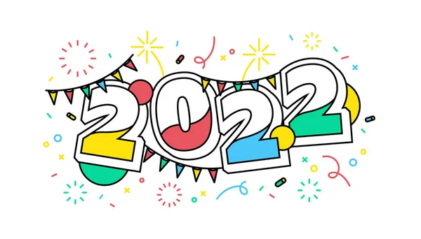 2022 New Year Festival Party Banner Colorful Numbers Two Thousand — Stock Vector