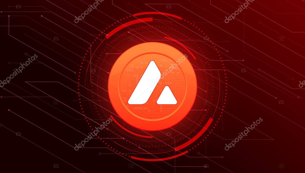Avalanche AVAX banner. AVAX coin cryptocurrency concept banner background.