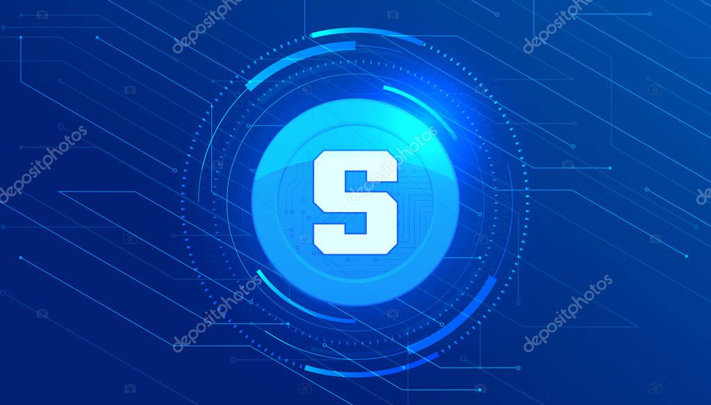 The Sandbox (SAND) banner. SAND coin cryptocurrency concept banner background.