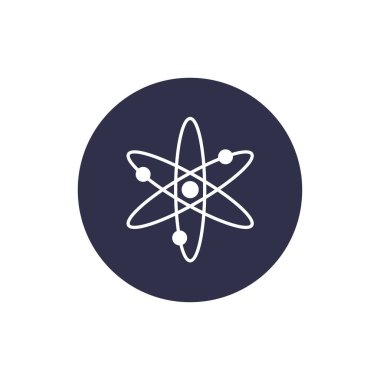 Beyaz arkaplanda izole edilmiş Kozmos ATOM sikke simgesi.