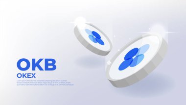 OKEX (OKB) pankartı. OKB para kripto para kavramı pankart arkaplanı.