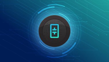 Teta Token bayrağı. TheTA para kripto para kavramı pankart arkaplanı.