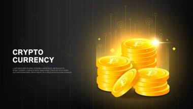 Bitcoin BTC pankartı. Bitcoin kripto para birimi konsept afiş arkaplanı.