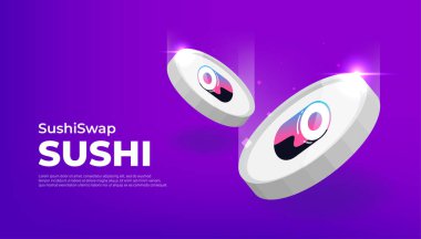 SushiSwap (SUSHI) pankartı. SUSHI para kripto para birimi konsept afiş arkaplanı.
