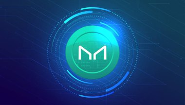Maker (MKR) para şifreli para birimi temalı pankart.