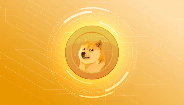 Dogecoin Bayrağı Doge Kripto Para Birimi Konsept Afiş Arkaplanı — Stok Vektör
