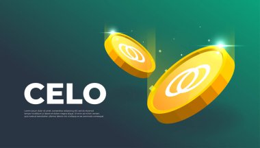 Celo Coin bayrağı. CELO para kripto para kavramı pankart arkaplanı.