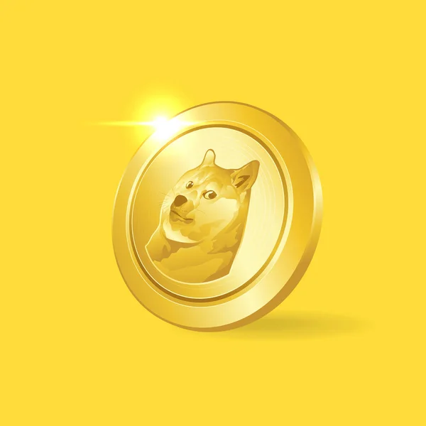 Moeda Ouro Dogecoin Doge — Vetor de Stock