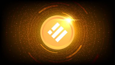 Binance USD Para veya BUSD dijital şifreli para birimi temalı pankart.