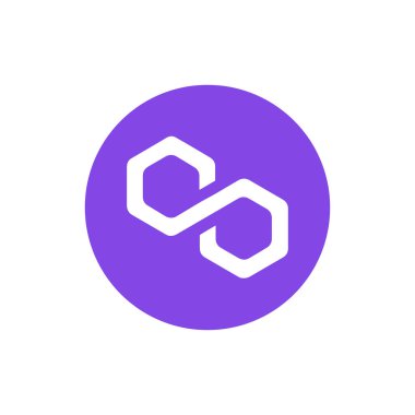 Beyaz arkaplanda çokgen (MATIC) para simgesi izole edildi.