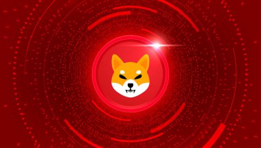 Shiba inu para bayrağı. SHIB para kripto para kavramı pankart arkaplanı.