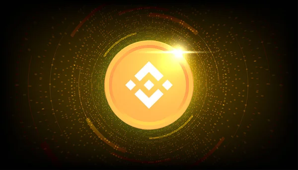 Binance (BNB) şifreli para birimi temalı pankart. Modern siyah arkaplan üzerindeki Binance madeni parası veya BNB simgesi.