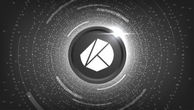 Klay şifreli para birimi temalı pankart. Modern siyah arkaplanda Klay simgesi.