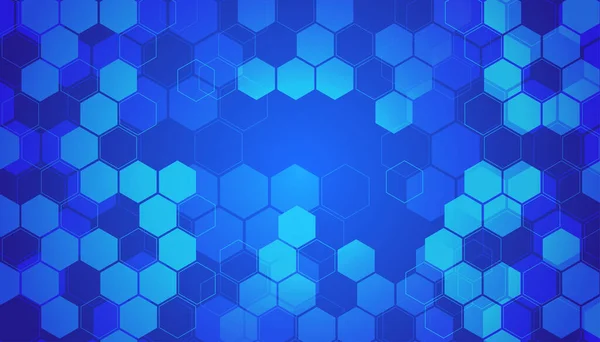 Fondo Tecnología Abstracta Azul Con Hexágonos — Vector de stock