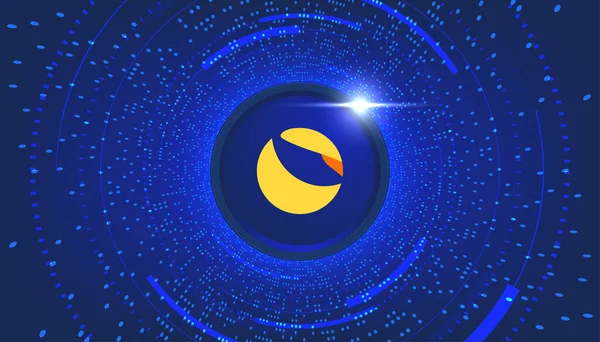 Moeda Terra Luna Com Banner Temático Criptomoeda Ícone Terra Luna — Vetor de Stock