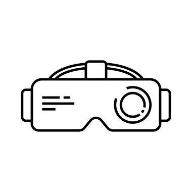 VR kulaklık vektör simgesi. Sanal gerçeklik çizgisi simgesi.