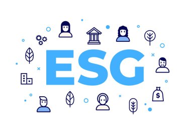 ESG, Çevre, Sosyal ve kurumsal yönetim kavramı. vektör