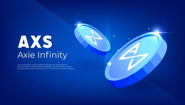 Axie Infinity AXS sembol pankartı. AXS para kripto para kavramı pankart arkaplanı.