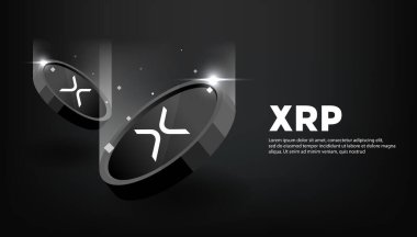 Dalgalı para ya da XRP bozuk para afişi. XRP para kripto para kavramı pankart arkaplanı.