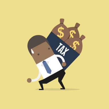 Para çantalı Afrikalı işadamı vergi kutusu.