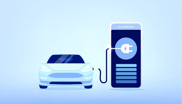 电动汽车智能应用 Ev充电器在手机上的应用 — 图库矢量图片