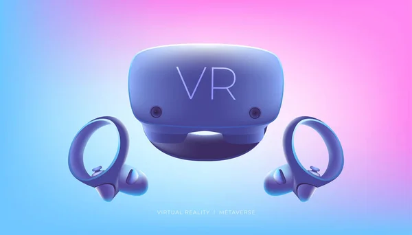 Auriculares Controladores Realidad Virtual Para Juegos Casco Concepto Tecnología Metaversa — Vector de stock