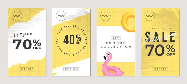 夏季销售扁平故事模板 为博客和销售 网上购物横幅概念 — 图库矢量图片