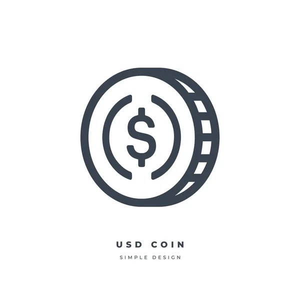 Usd Coin Usdc Digital Stabil Ikon Isolerad Vit Bakgrund Digital — Stock vektor