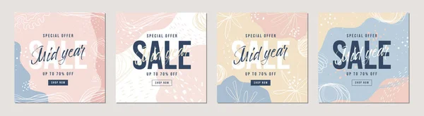 Special Offer Mid Year Sale Banner Set Special Offers Promotion — Stock Vector