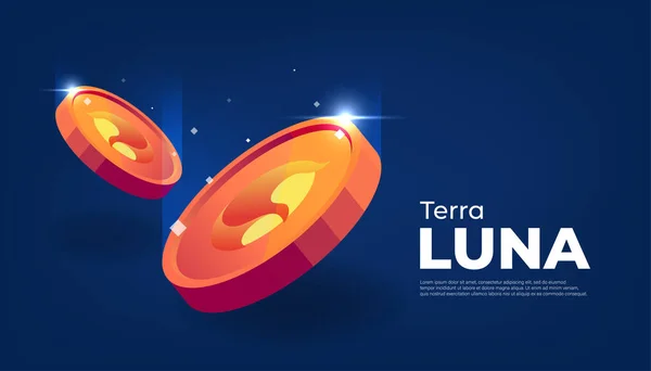 Terra Luna 硬币横幅 Luna硬币加密货币概念横幅背景 — 图库矢量图片